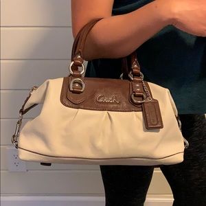 Brown and off white Coach Bag